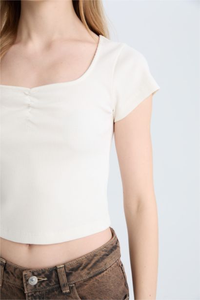 Fitted Ribbed Camisole Short Sleeve T-Shirt