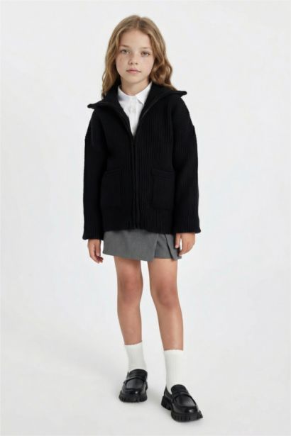 كارديجان اسود واسع بسحاب