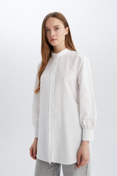 Relax Fit Poplin Long Sleeve Shirt Tunic