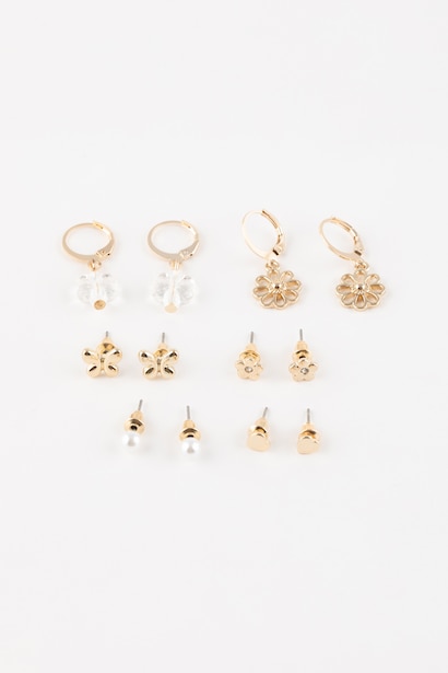 Woman 6 Piece Gold Earrings