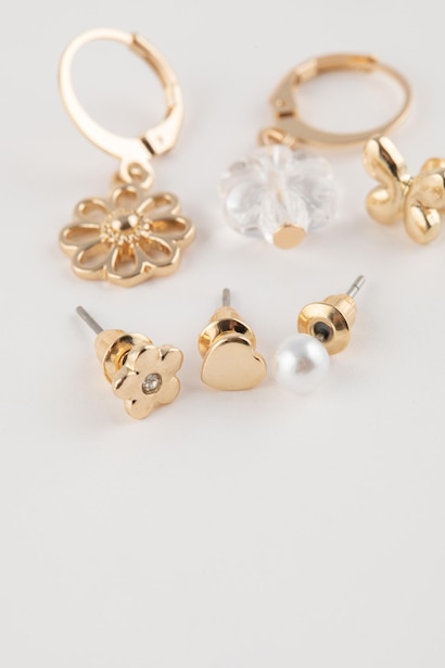 Woman 6 Piece Gold Earrings