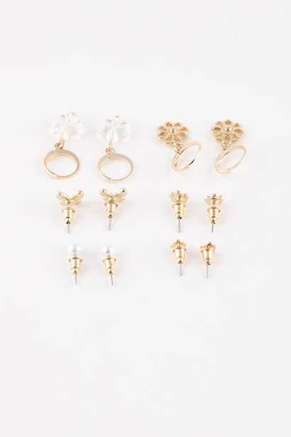 Woman 6 Piece Gold Earrings