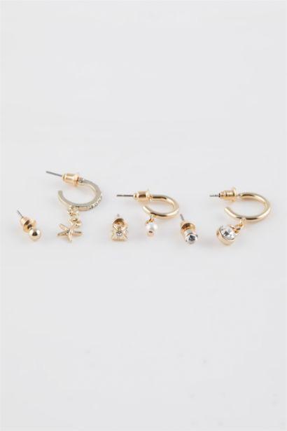 Woman 6 Piece Gold Earrings