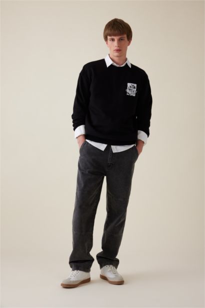 бокси фит минималл дөңгелек жаға Свитер