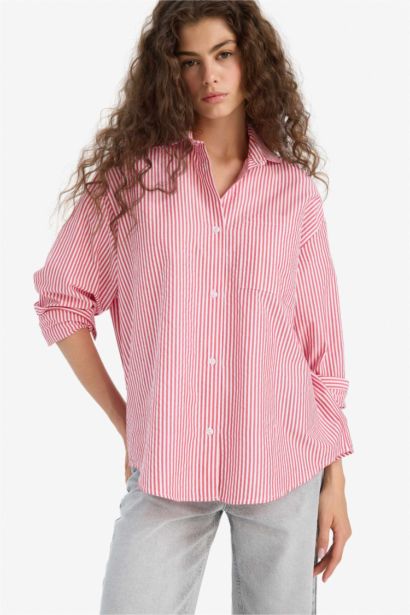Oversize Fit Poplin Long Sleeve Shirt