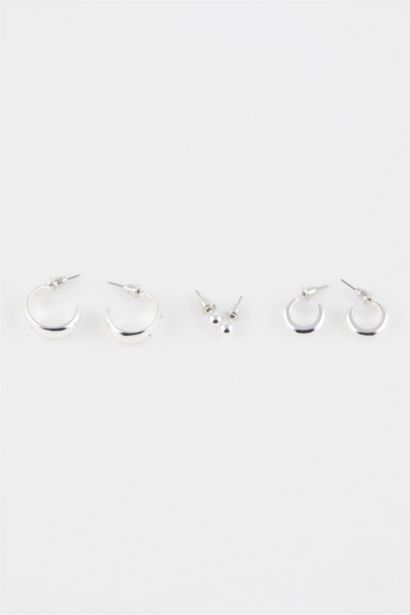 حلق حريمي فضي - 3 قطع