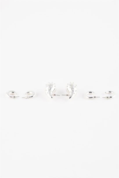 Woman 3 Piece Silver Earrings