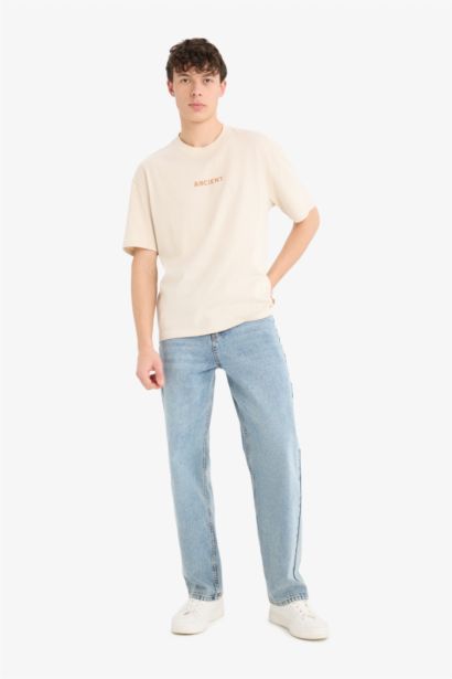 T-shirt oversize en coton imprimé au dos à col rond et manches courtes