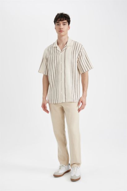 Relax Fit Polo Collar Striped Shirt