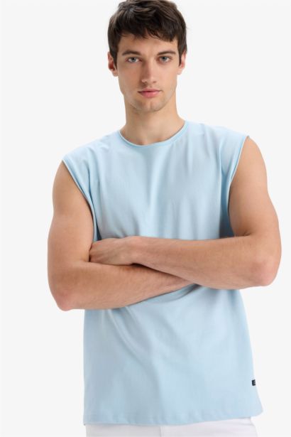 Cotton Boxy Fit Crew Neck Basic Tank Top