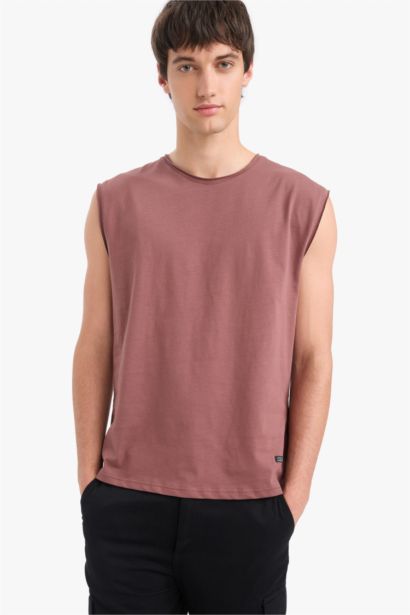 Cotton Boxy Fit Crew Neck Basic Tank Top
