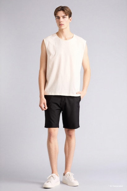 Boxy Fit Crew Neck Sleeveless Tank Top