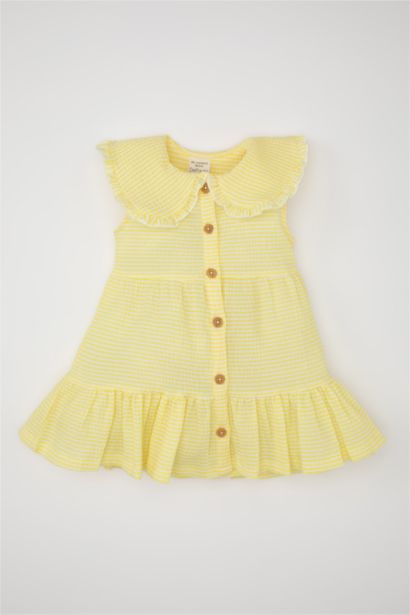 Baby Girl Striped Sleeveless Poplin Dress
