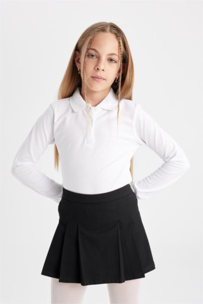 Girls Slim Fit Polo Neck Basic Pique 2 Piece T-Shirt