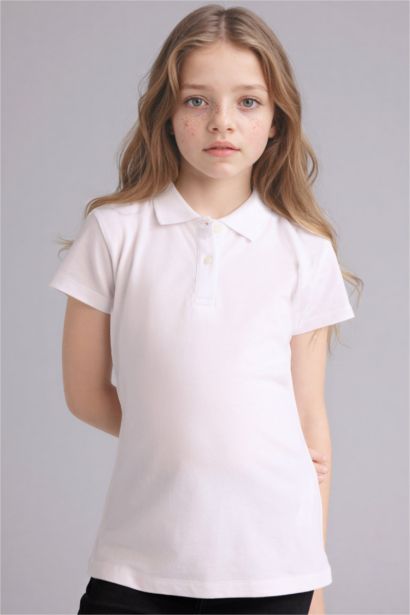 Girl Polo Neck Basic Pique 2 Piece T-Shirt