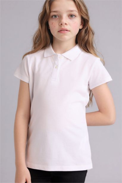 Girl Polo Neck Basic Pique 2 Piece T-Shirt