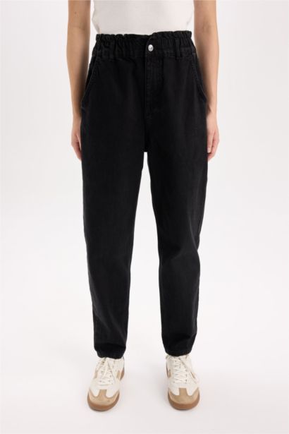 Jean paperbag à taille haute Coupe droite