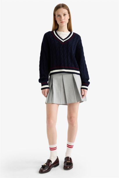 بلوز تريكو قصة عادية بياخة V