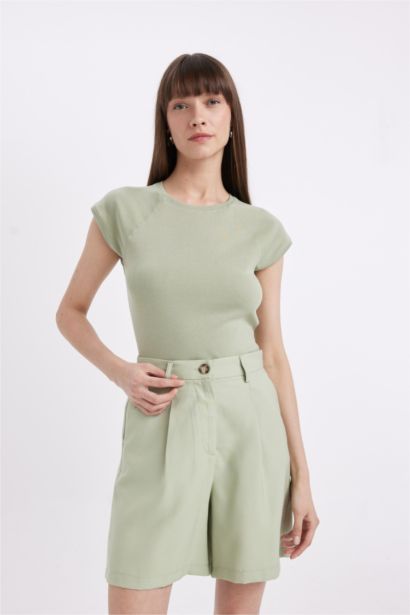 Slim Fit Crew Neck Ribana Short Sleeve T-Shirt