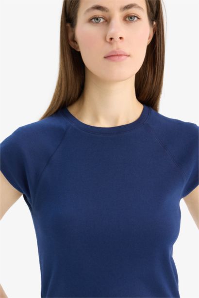 Slim Fit Crew Neck Ribana Short Sleeve T-Shirt