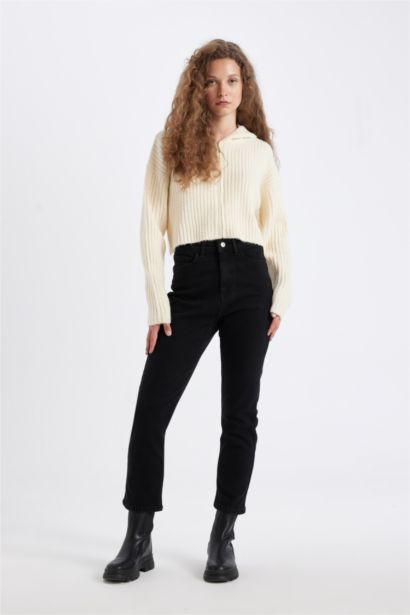 Regular Fit Kapüşonlu Fermuarlı Triko Hırka