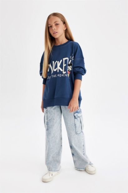 Қыздарға Disney Mickey & Minnie Лицензиялық үлкен пішім дөңгелек жаға Свитер