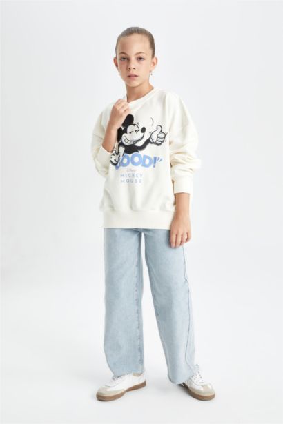 Sweat-shirt Oversize à Col rond Mickey & Minnie pour Fille