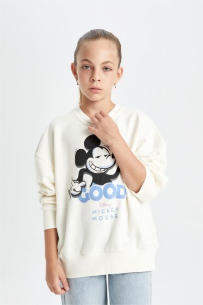 Sweat-shirt Oversize à Col rond Mickey & Minnie pour Fille