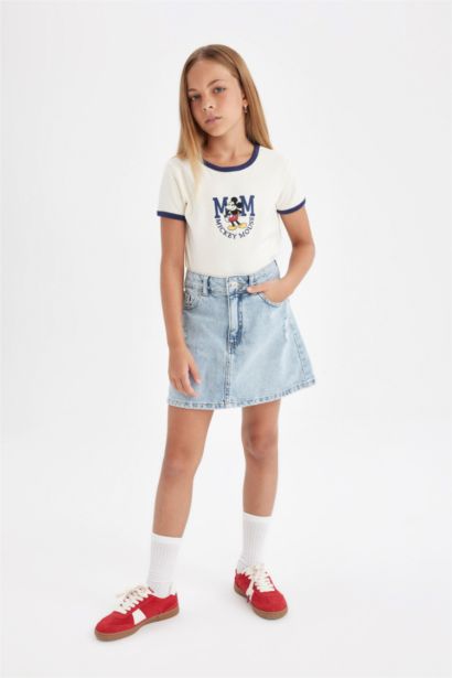 T-Shirt à Manches Courtes Mickey & Minnie à Col Rond pour Fille