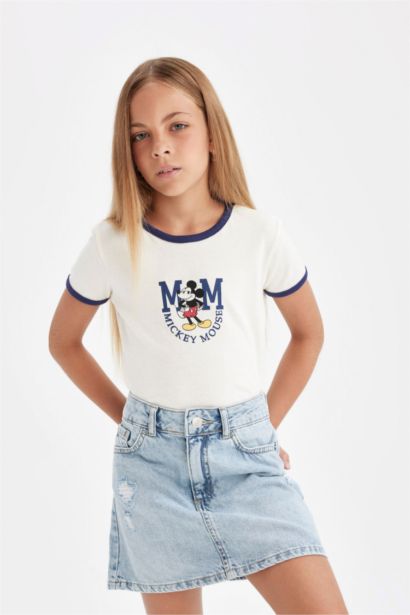 T-Shirt à Manches Courtes Mickey & Minnie à Col Rond pour Fille