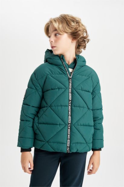 Boy Waterproof Hooded Zippered Puffer Jacket