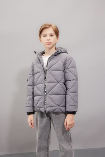 Boy Waterproof Hooded Zippered Puffer Jacket