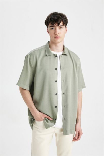 Relax Fit Polo Collar Cotton Short Sleeve Shirt