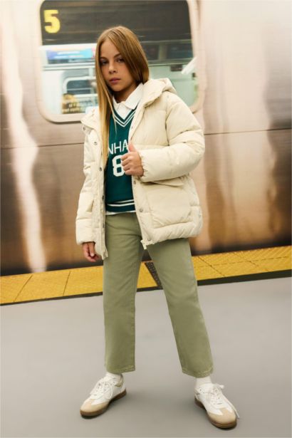 بنطلون بناتي قطن قصة مستقيمة برجل واسع