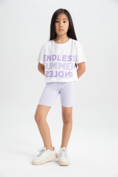 Girl Printed Crop T-Shirt Leggings 2 Piece Set