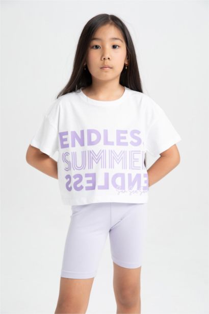 Girl Printed Crop T-Shirt Leggings 2 Piece Set