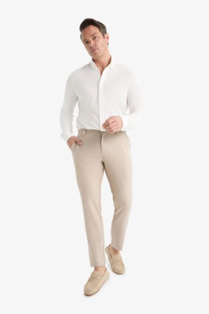 Tailored Fit Düz Paça Her Yöne Esneyen Yumuşak Tuşe Cepli Pantolon