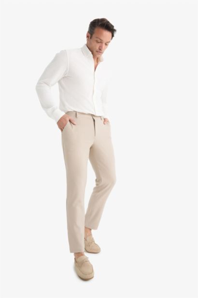 Tailored Fit Düz Paça Her Yöne Esneyen Yumuşak Tuşe Cepli Pantolon