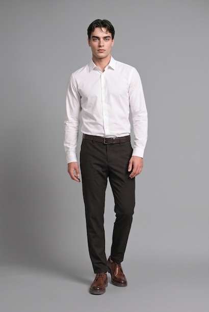 Pantalon droit extensible au toucher doux avec poches Coupe ajustée