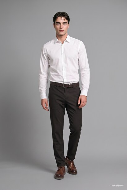 Pantalon droit extensible au toucher doux avec poches Coupe ajustée