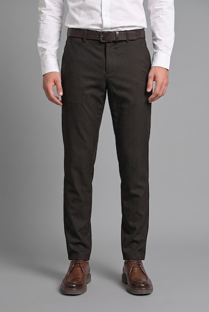 Pantalon droit extensible au toucher doux avec poches Coupe ajustée