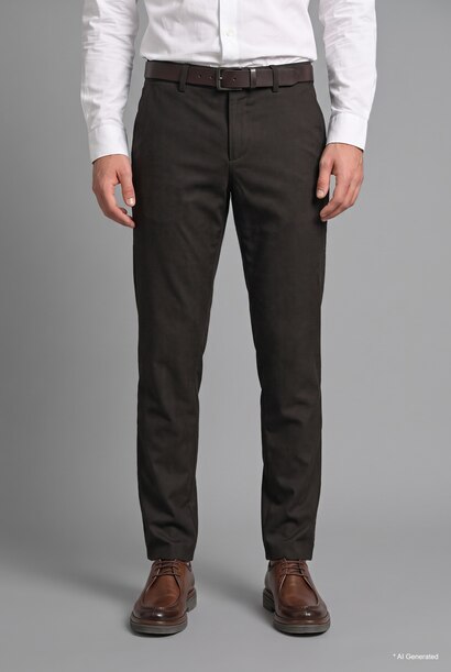 Pantalon droit extensible au toucher doux avec poches Coupe ajustée