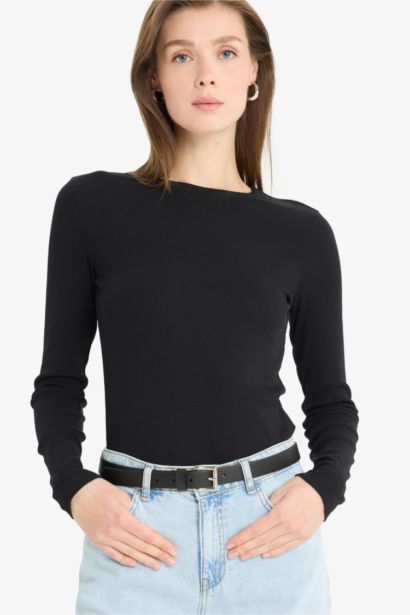 Slim Fit Crew Neck Basic Ribbed T-Shirt