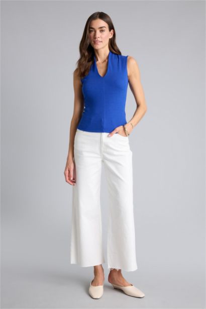 Culotte Fit Wide Leg Gabardine Trousers