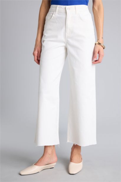 Culotte Fit Wide Leg Gabardine Trousers