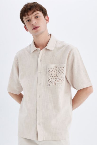 Relax Fit Polo Collar Cotton Short Sleeve Shirt