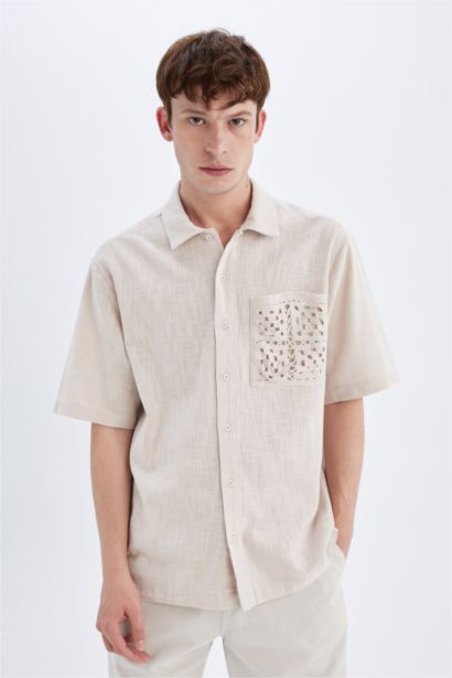 Relax Fit Polo Collar Cotton Short Sleeve Shirt