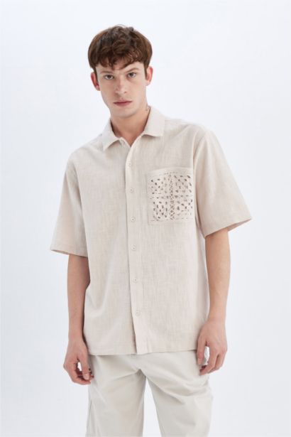 Relax Fit Polo Collar Cotton Short Sleeve Shirt