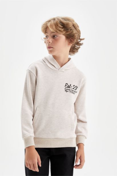 Boy Printed Hooded School Sweatshirt