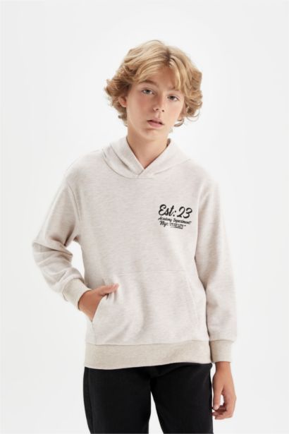 Boy Printed Hooded School Sweatshirt